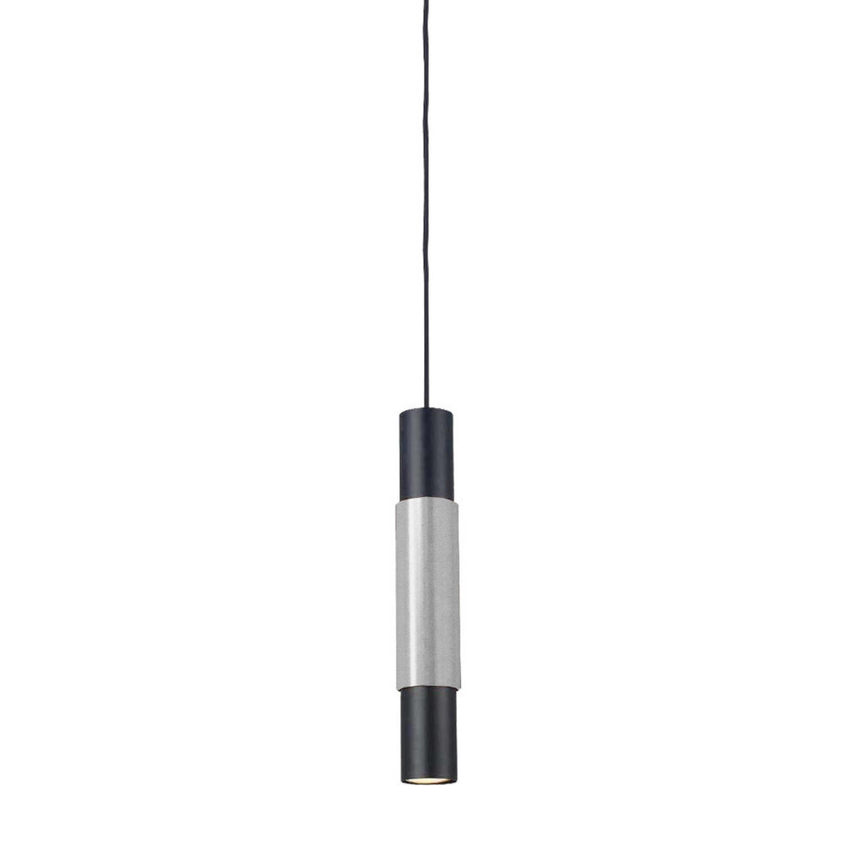 HÄNGELAMPE Crutch Schwarz - Alufarben/Schwarz, Metall (5.8/5.8/40cm) - s.luce