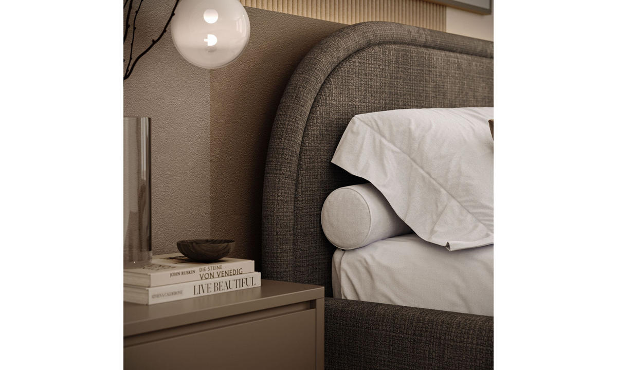 POLSTERBETT OLIVIA 140x200 cm Crem 24 34 Holzlatten - Taupe, Textil (140/200cm) - Lookway