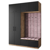 GARDEROBENSCHRANK REMA 180/240/60 cm Modern Garderobe-Set Eiche Lefkas - Eichefarben/Lila, Holzwerkstoff (180/240/60cm) - MASSENO