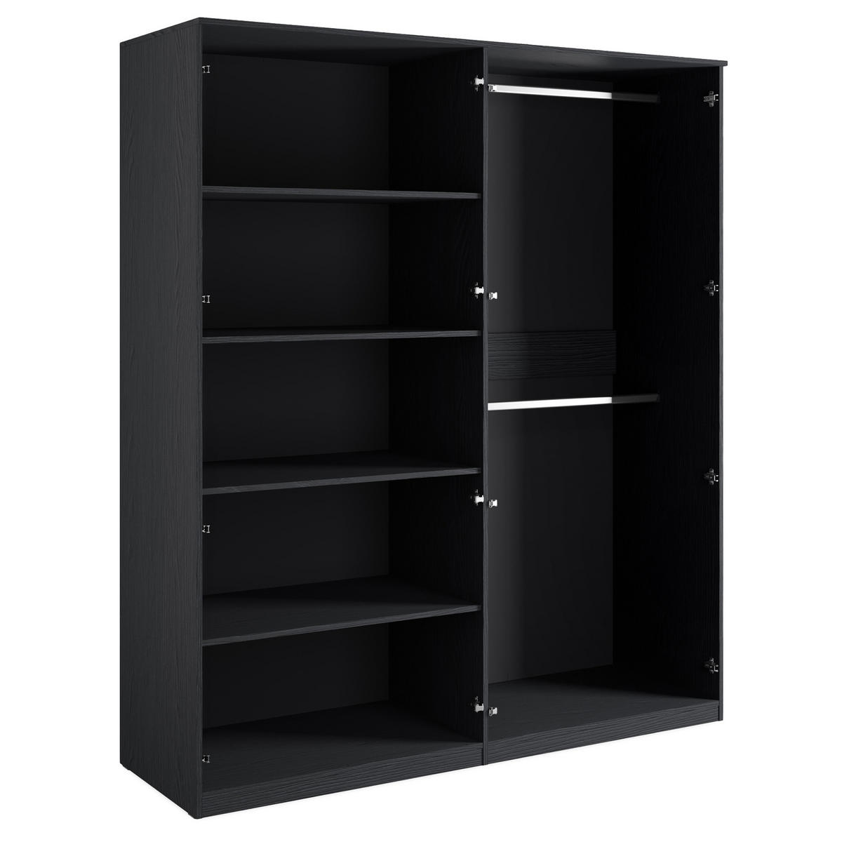 DREHTÜRENSCHRANK VIDIS - Schwarz, Holzwerkstoff (180/209/59cm) - KONSIMO®