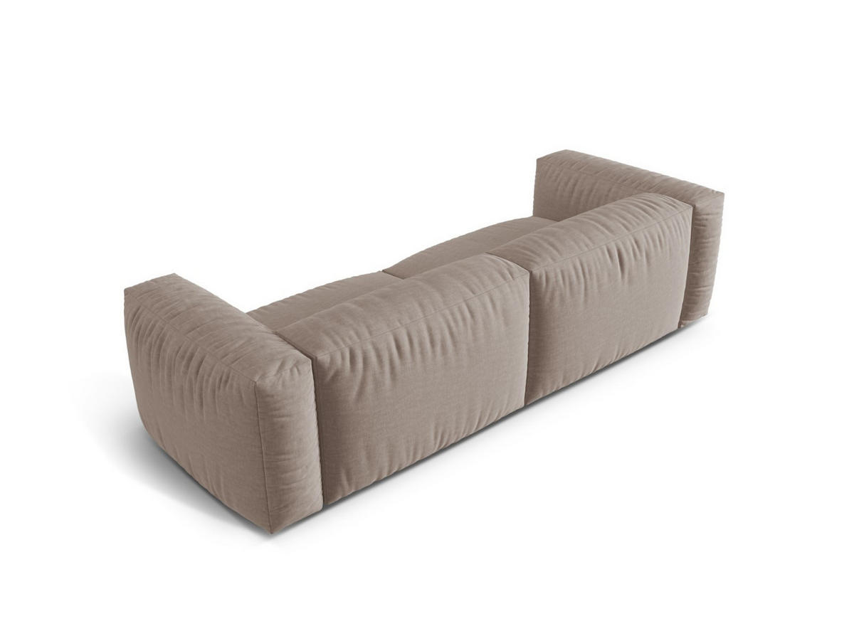 SOFA modular Martina aus strukturiertem Stoff dunkelbeige 3 Sitzplätze - Mokka, Textil (106/75/240cm) - Micadoni