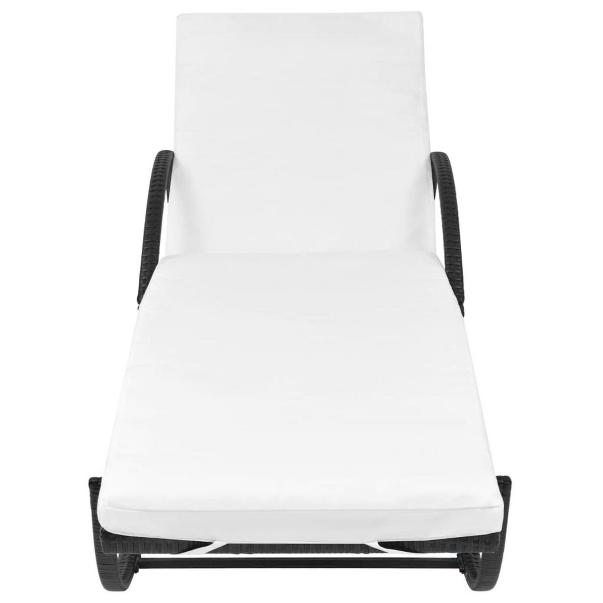 SONNENLIEGE mit Auflage & Tisch Poly Rattan Schwarz - Schwarz, Kunststoff (65/56/193cm) - furnicato