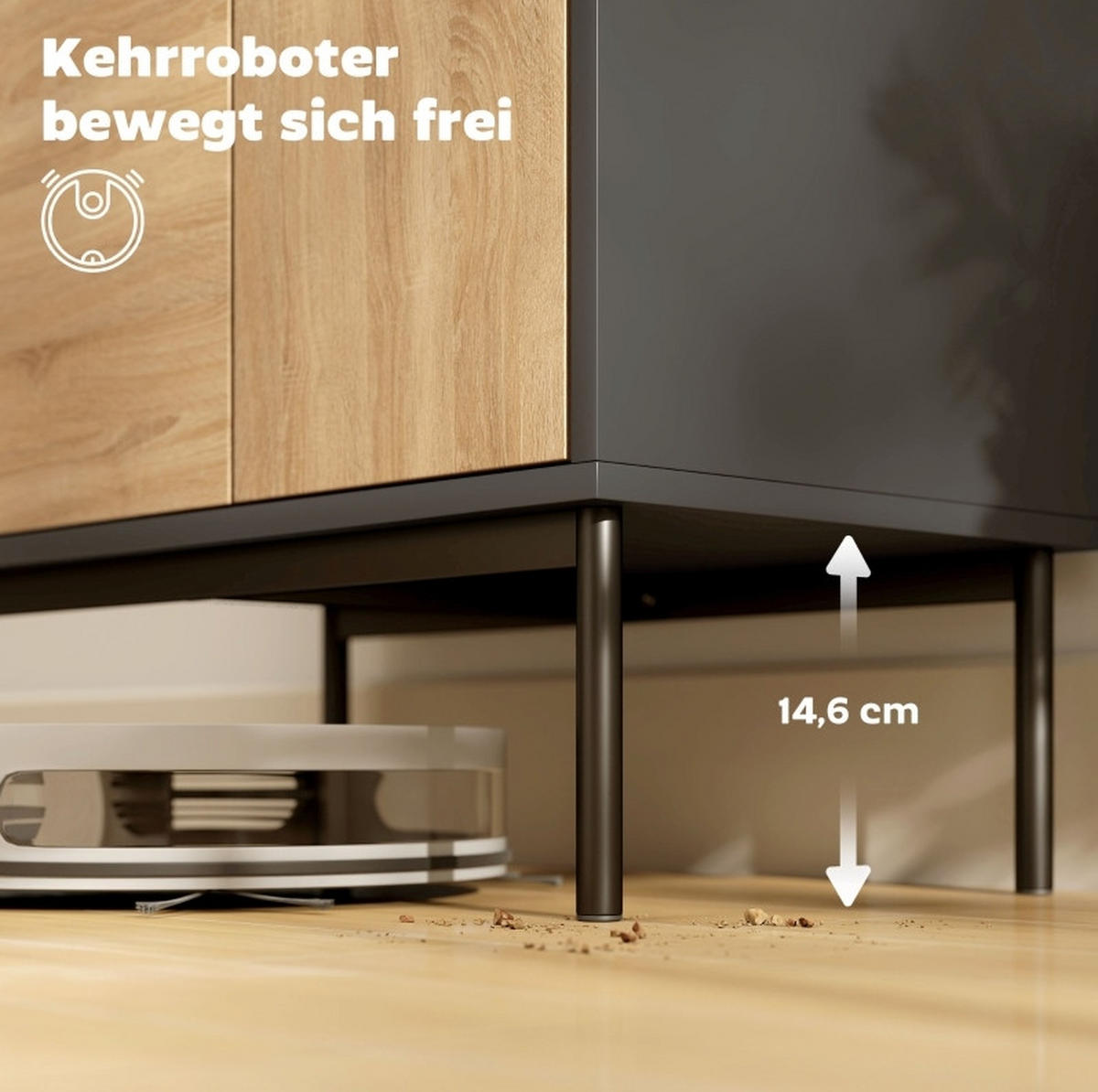 SIDEBOARD 60/35/78 cm schwarz aus Holz und Metall mit Push-to-open - Schwarz, Holz (60/78/35cm) - OKWISH
