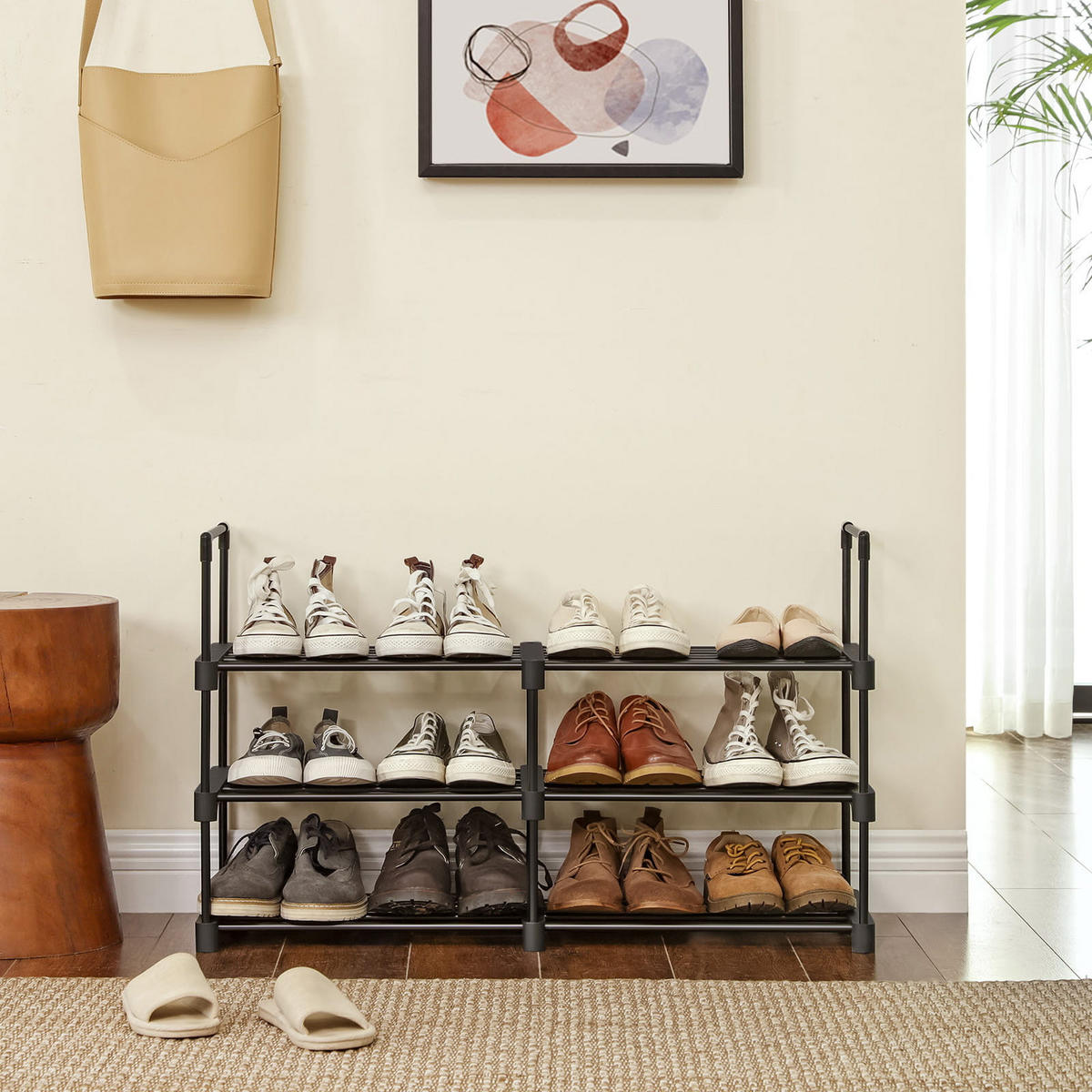 SCHUHREGAL, schwarz - Schwarz, Metall (45/106/30cm) - A2A Home