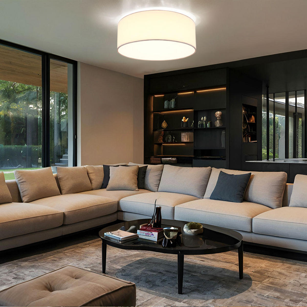 LED DECKENLEUCHTE Metall Textil Weiß - Weiß, Textil (30/30/12cm) - Globo Lighting