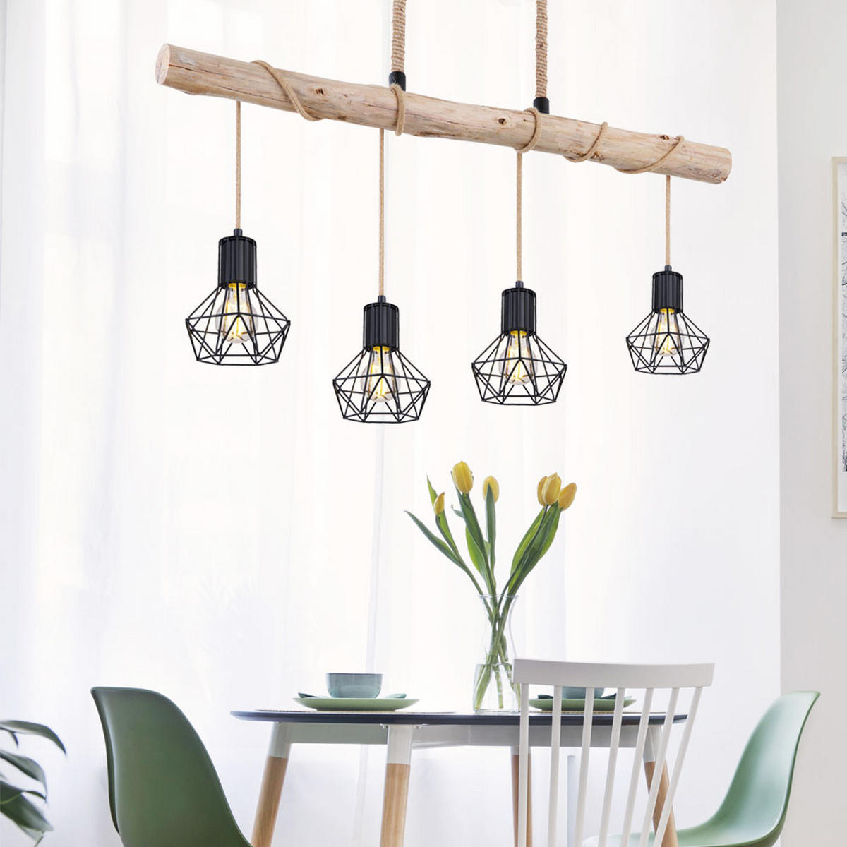 LED HÄNGELEUCHTE Holz Braun Höhenverstellbar - Braun, Holz (100/13.3/120cm) - Globo Lighting