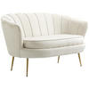 2 Sitzer Sofa, Couch, gepolsterter Polstersofa mit Armlehne, Samtopik Creme - Goldfarben/Creme, Textil/Metall (77/77/130cm) - HOMCOM