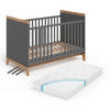 BABYBETT Malia Grau/Artisan 70x140 cm mit Matratze - Hellgrau/Grau, Holzwerkstoff - VitaliSpa