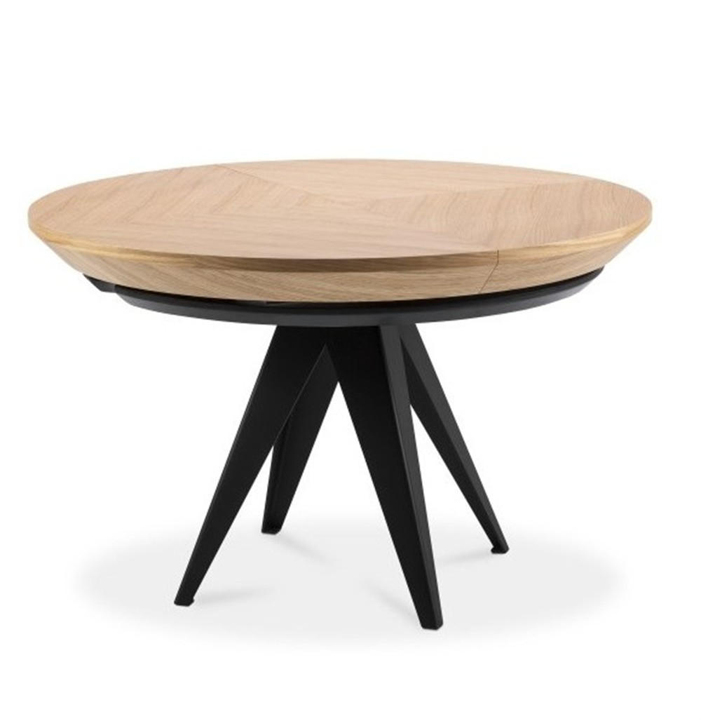 ESSTISCH GLOBO Ausziehbar 120 - 220 / 120 x 76 cm - Eichefarben/Schwarz, Holz (120/120/76cm) - MASSENO
