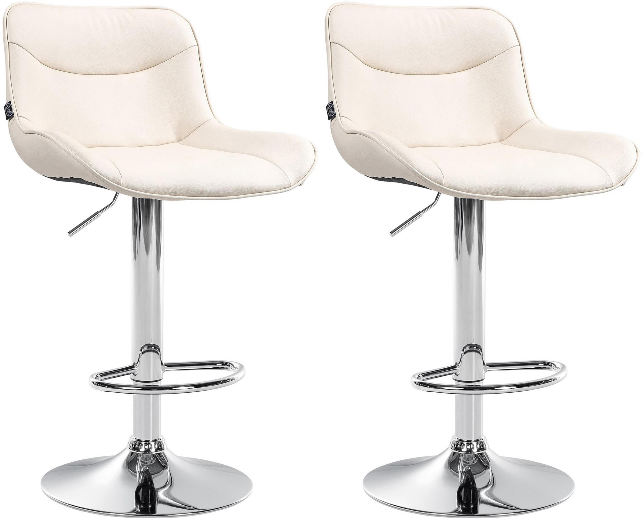 BARHOCKER 2er Set Vulcano Kunstleder chrom creme - Chromfarben/Creme, Kunststoff/Metall (49/106/51cm) - TPFLiving