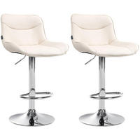BARHOCKER 2er Set Vulcano Kunstleder chrom creme - Chromfarben/Creme, Kunststoff/Metall (49/106/51cm) - TPFLiving