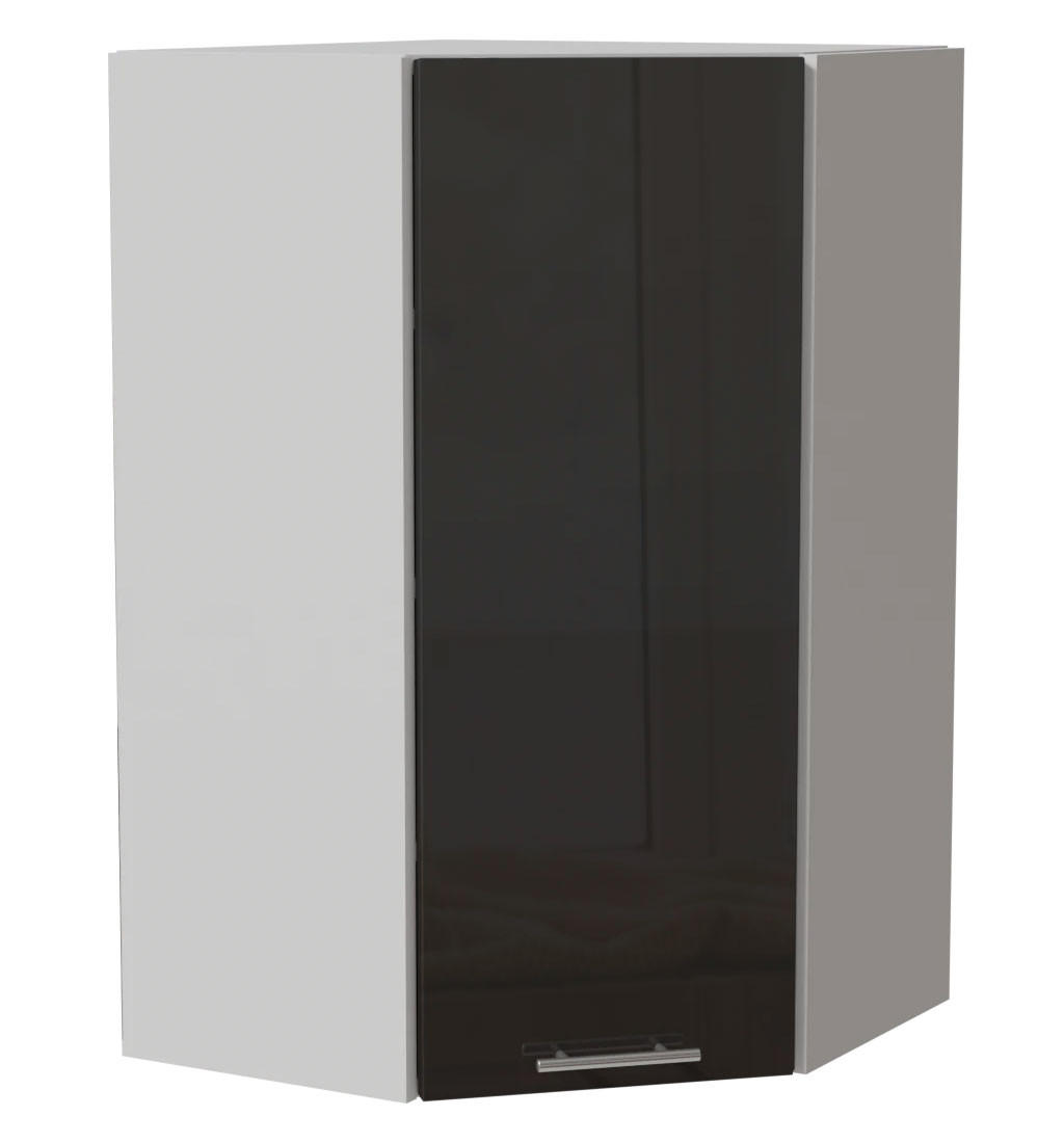 ECK-HÄNGESCHRANK Essen W4/10/60 Graphit Hochglanz / Weiß Matt 60 / 60 / 96cm - Graphitfarben/Weiß, Holz/Holzwerkstoff (60/96/60cm) - Feldmann-Wohnen