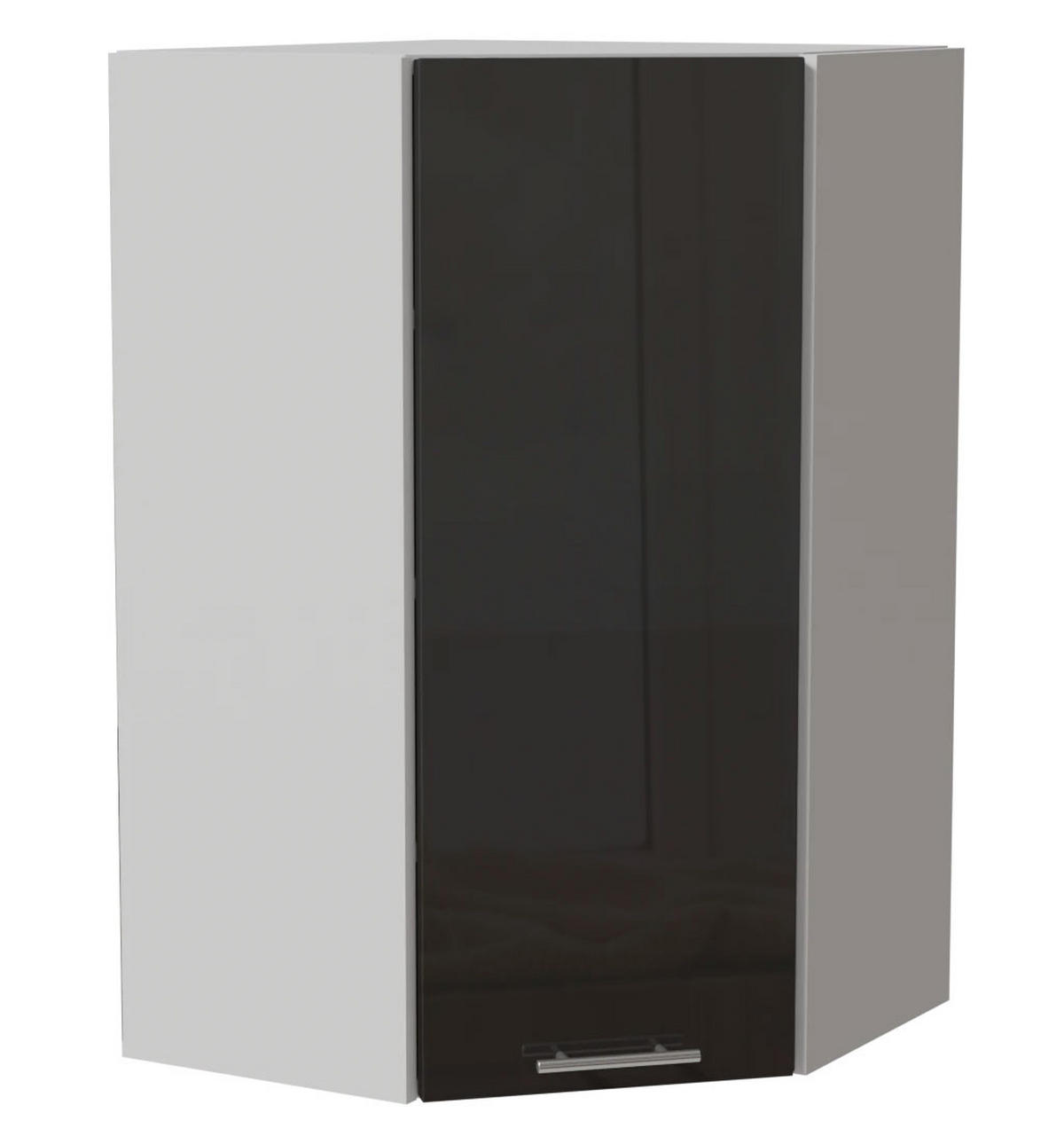 ECK-HÄNGESCHRANK Essen W4/10/60 Graphit Hochglanz / Weiß Matt 60 / 60 / 96cm - Graphitfarben/Weiß, Holz/Holzwerkstoff (60/96/60cm) - Feldmann-Wohnen