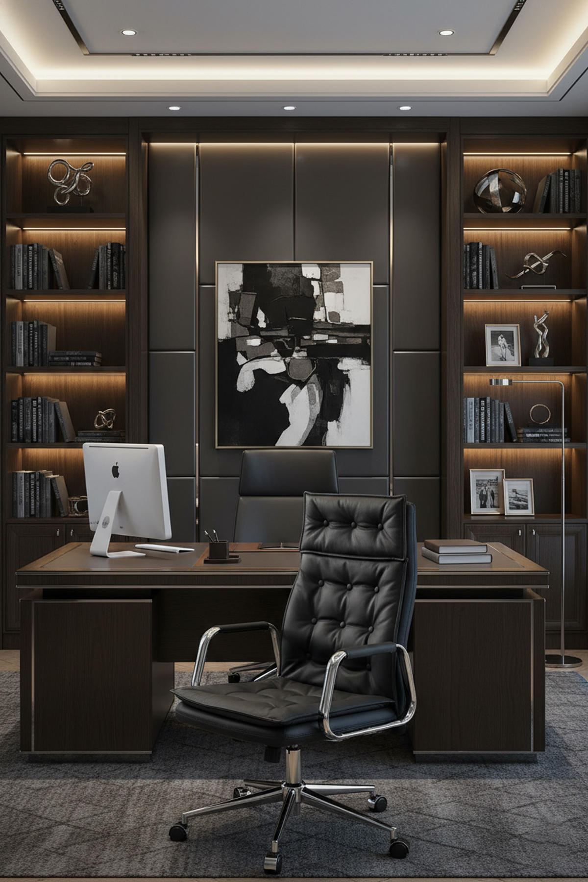 BÜROSTUHL Ronix Echtleder schwarz - Chromfarben/Schwarz, Leder/Metall (60/120/65cm) - TPFLiving