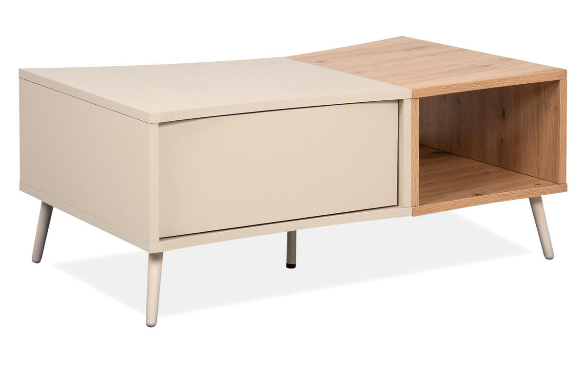 COUCHTISCH Kaschmir, Eiche Artisan 94 x 60 cm, Wohnzimmertisch mit Stauraum - Kaschmir/Eiche Artisan, Holzwerkstoff (60/94/40cm) - Furn.Design