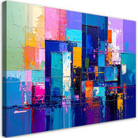 LEINWANDBILD bunte Abstrakt Aquarellmalerei 90x60cm - Multicolor, Textil (90/60cm) - Feeby