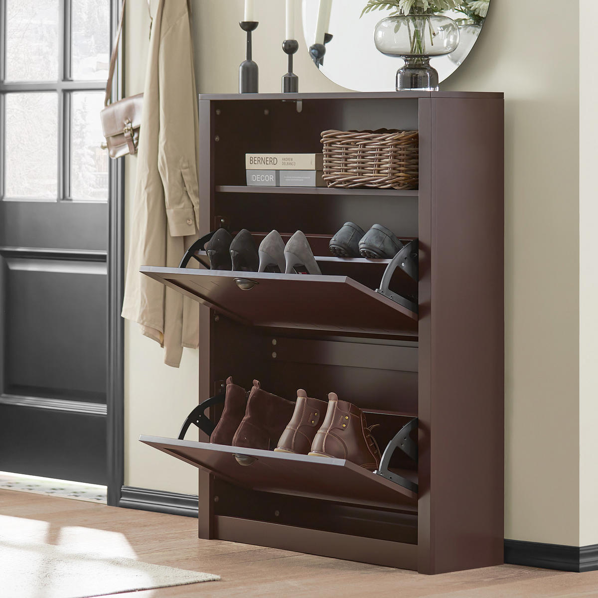 SCHUHSCHRANK Braun - Braun, Holzwerkstoff (80/110/24cm) - SoBuy