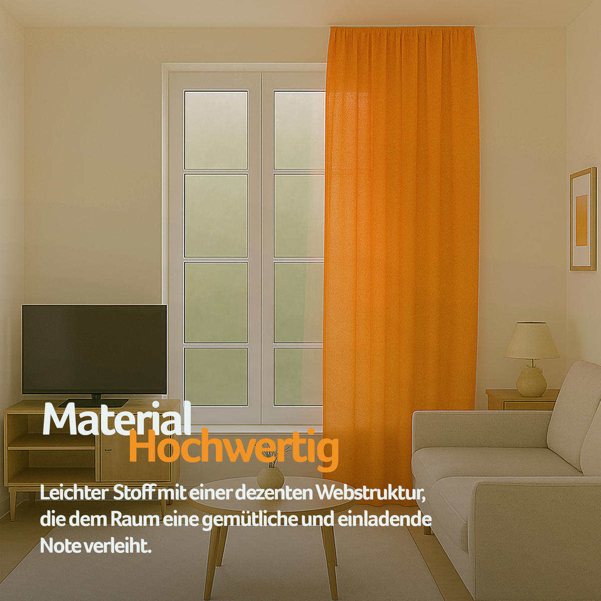 VORHANG Blickdicht ( 140x175cm ) mit Kräuselband / Universalband in Orange - Orange, Textil (140/175cm) - Bestlivings