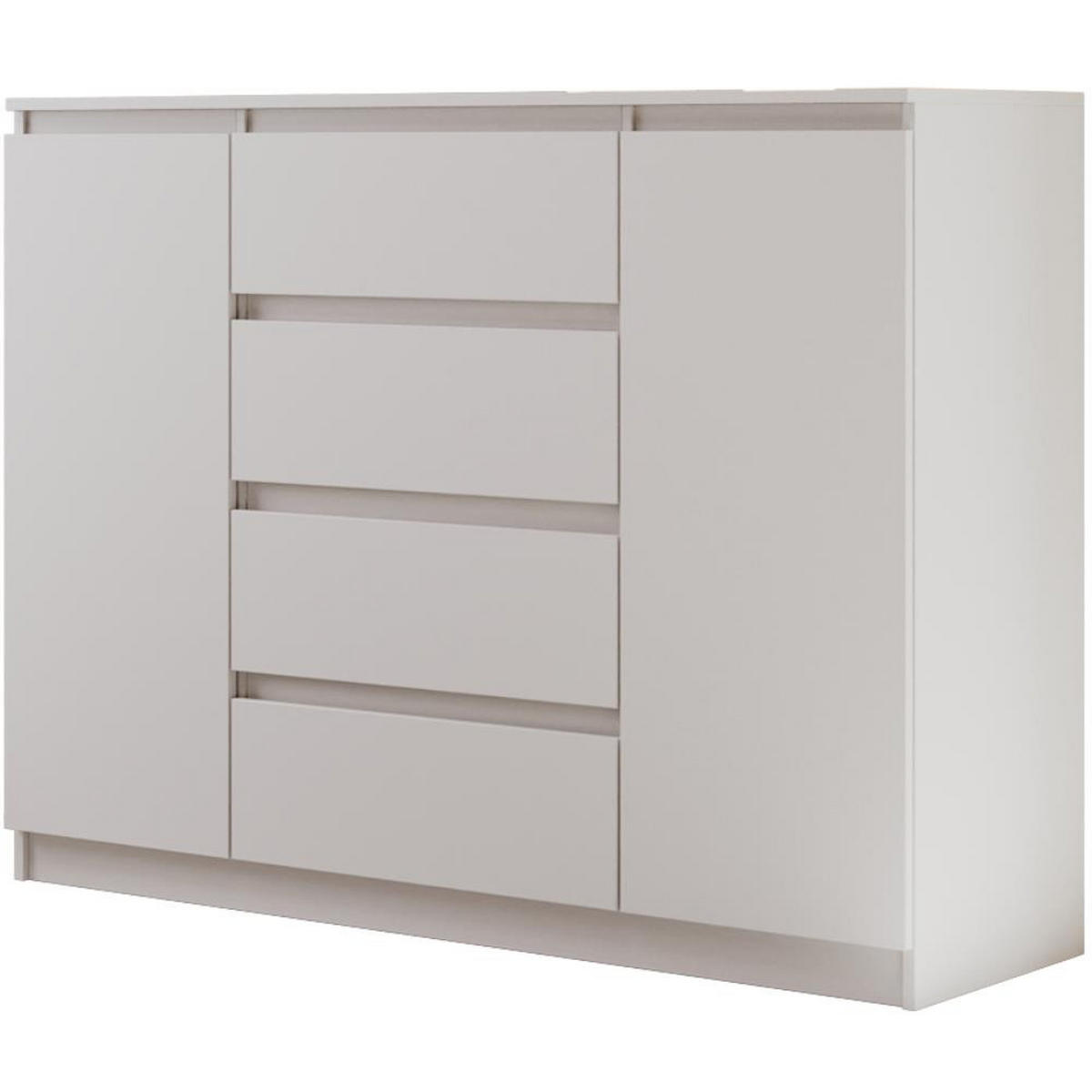 KOMMODE Lemon 140 cm mit zwei Türen und vier Schubladen Weißmatt - Weiß, Holzwerkstoff (140/101.5/39cm) - Beautysofa