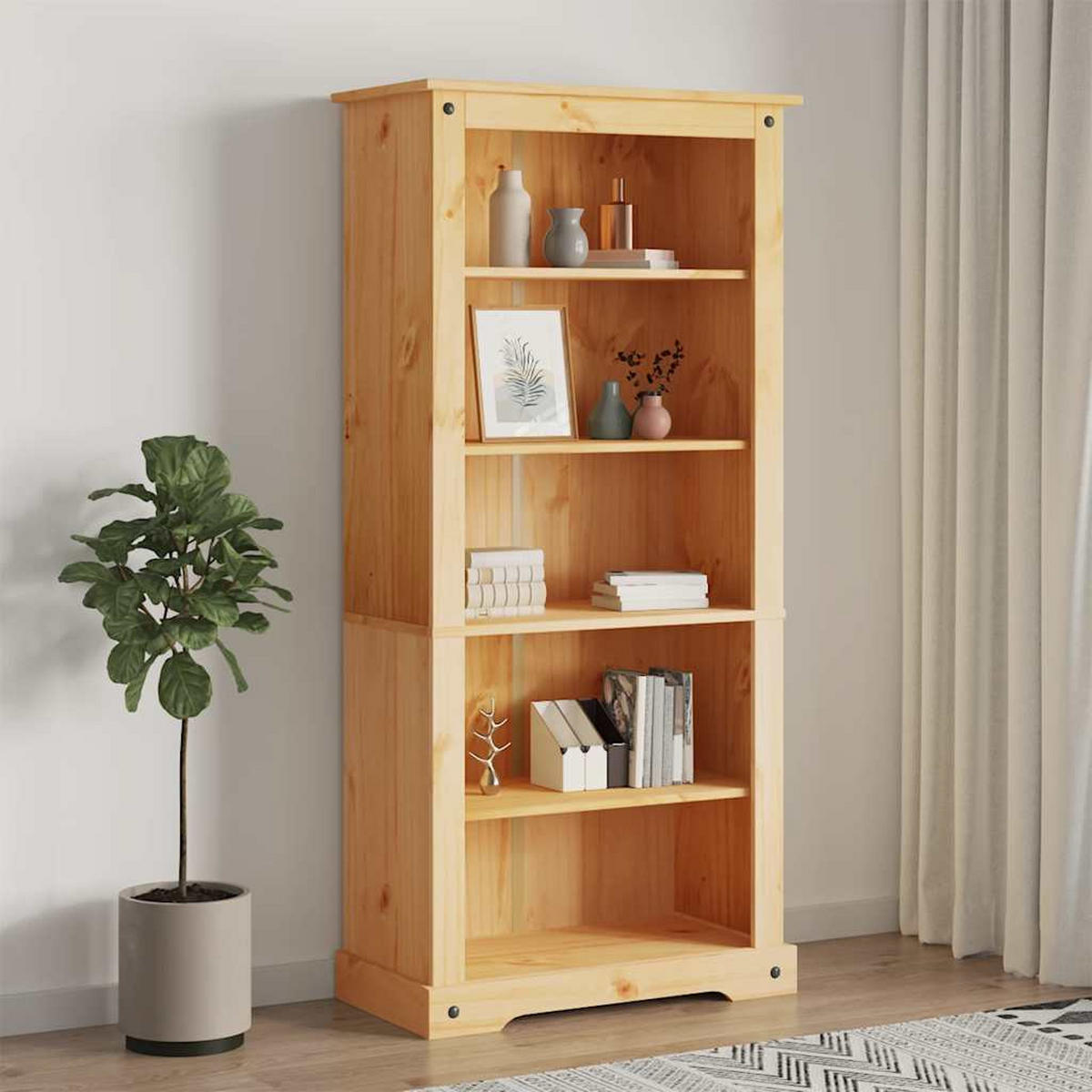 BÜCHERSCHRANK 5 Fächer Mexiko-Stil Kiefernholz 80/40/170 Cm - Braun, Holz (80/170/40cm) - vidaXL