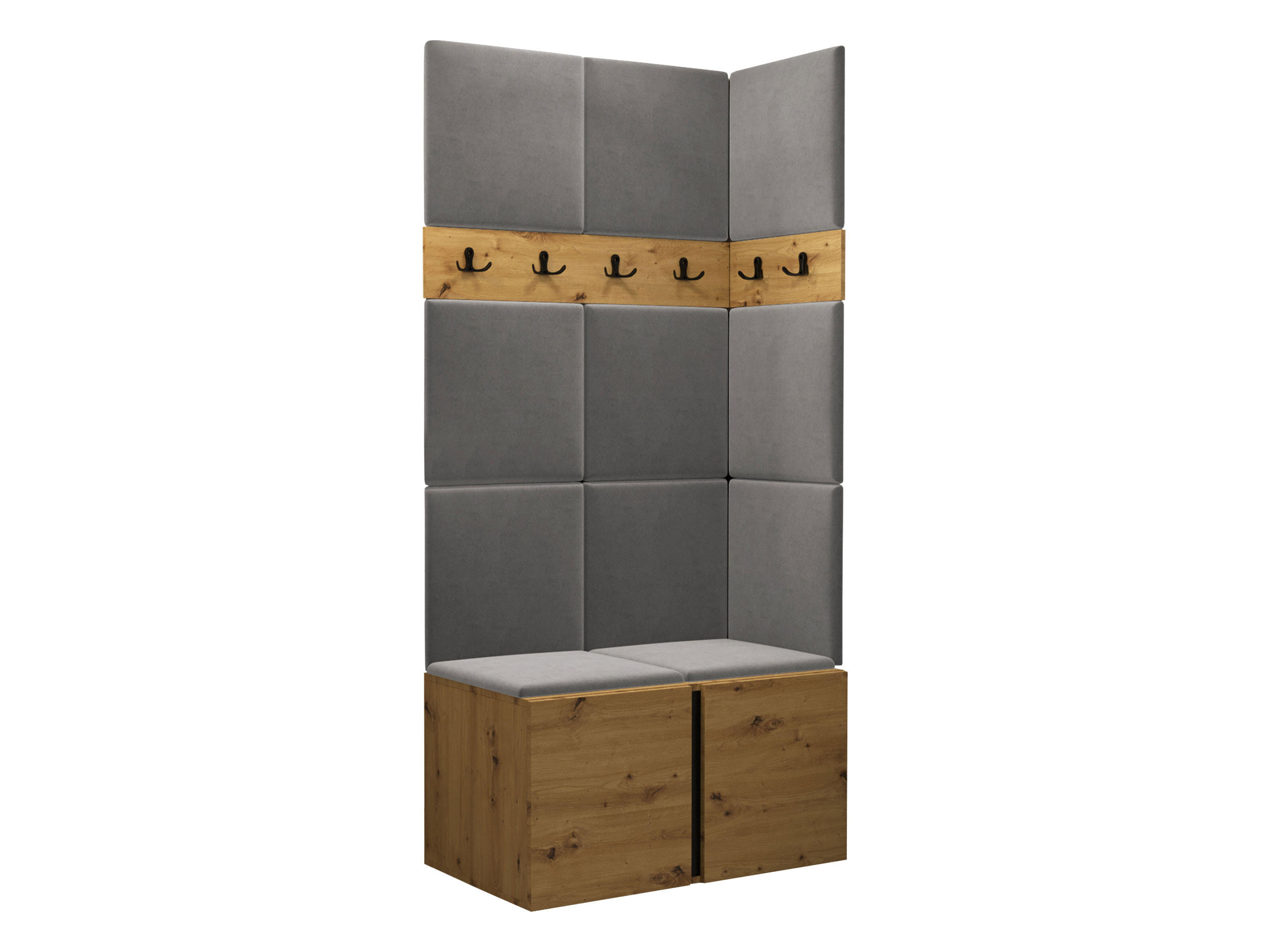 GARDEROBEN-SET Orion I - Eiche Artisan/Grau, Holzwerkstoff/Kunststoff (84/186/46cm) - MIRJAN24