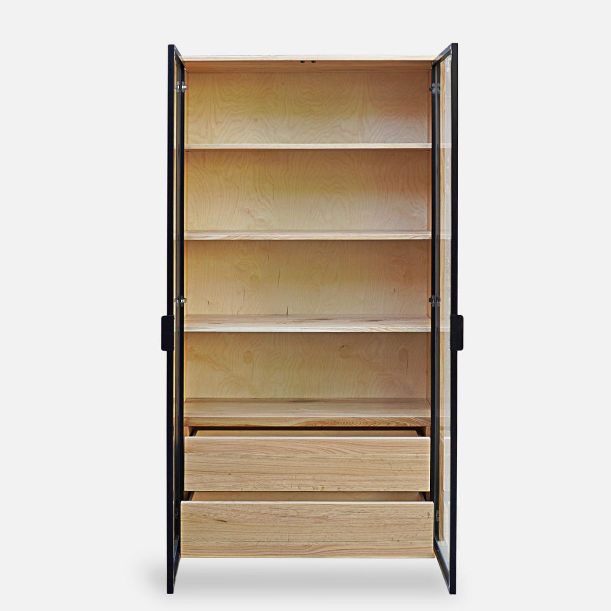 HOLZ-VITRINE 2 Schubladen und 4 Regale MERIS I - Eichefarben, Holz (100/205/45cm) - Rawood Furniture