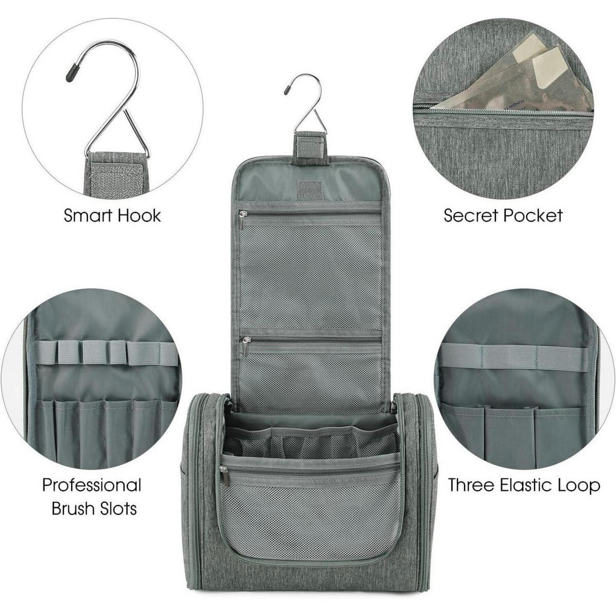 KULTURTASCHE zum Aufhängen Grau 27 x 15,5 x 59 cm - Grau, Textil (5/2/5cm)