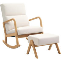 SCHAUKELSTUHL 65/96/94,5 cm in Cremeweiß mit Hocker und Holzgestell - Creme, Textil (65/94.5/96cm) - Flora Grace