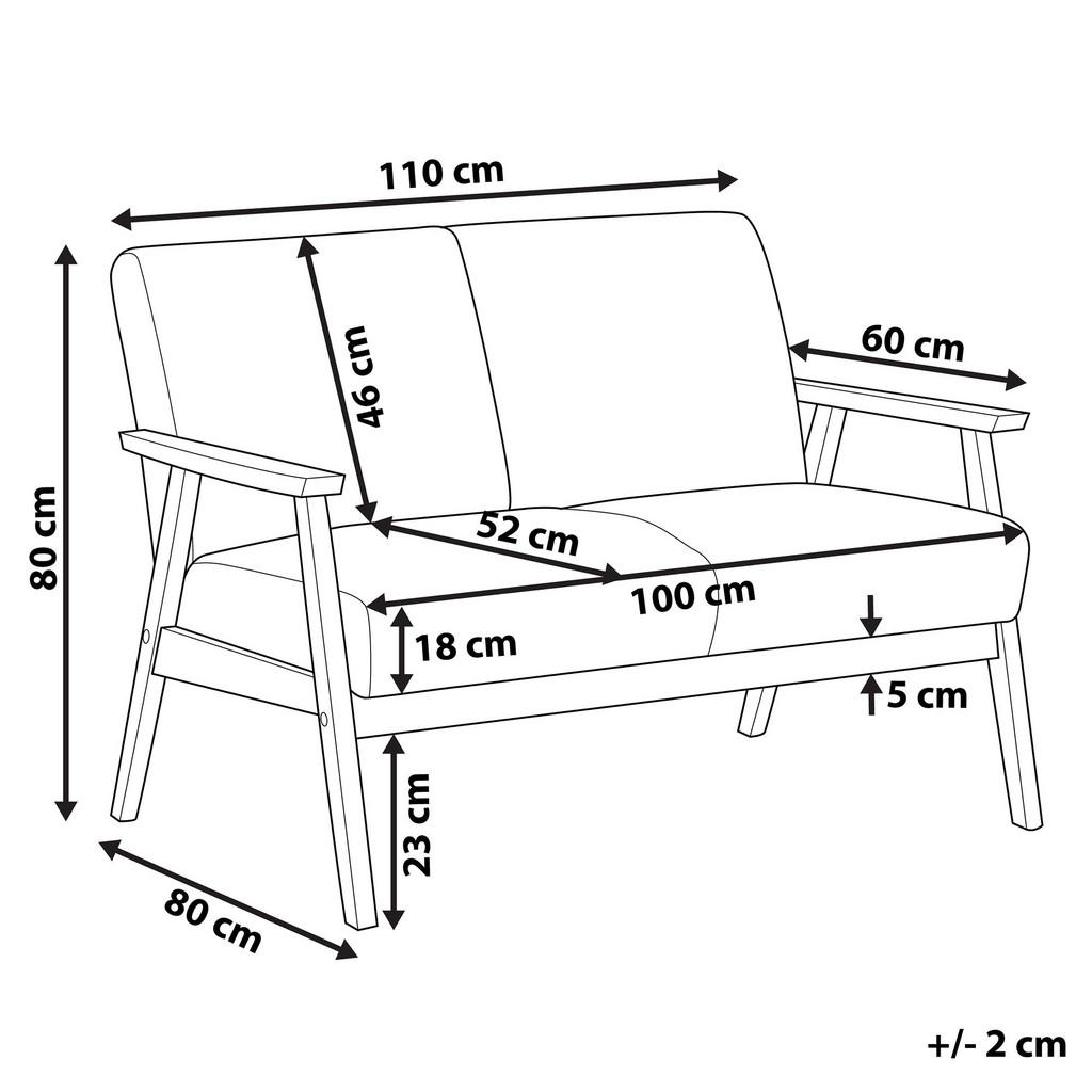 Thumbnail - Beliani 2-Sitzer-Sofa, Hellgrau, Textil, 110x80x80 cm, Wohnzimmer, Sofas & Couches, Sofas, 2-Sitzer Sofas