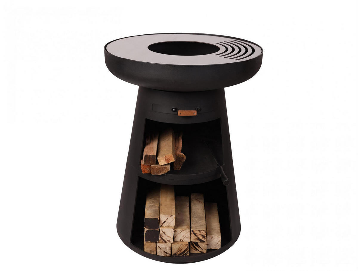 HOLZKOHLEGRILL Feuerschale Schwarz inkl. Schutzhülle - Schwarz, Metall (60/90/60cm) - Purline