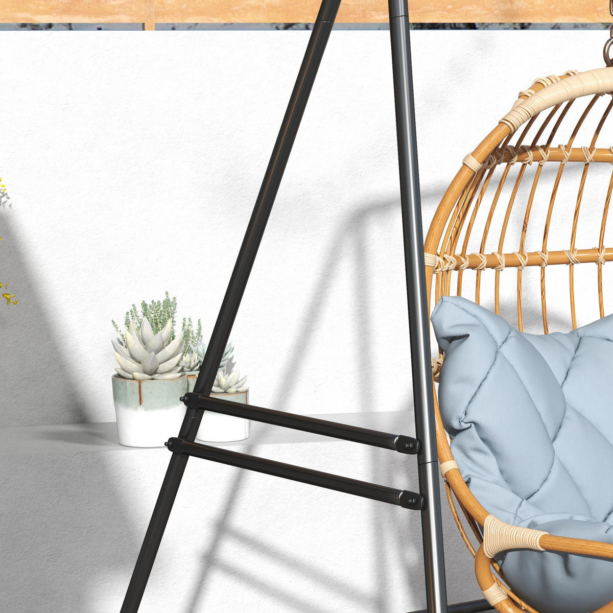 HÄNGESESSELGESTELL aus Stahl 178x143x180 cm in Schwarz mit rutschfesten Füßen - Schwarz, Metall (178/143/180cm) - Modfu