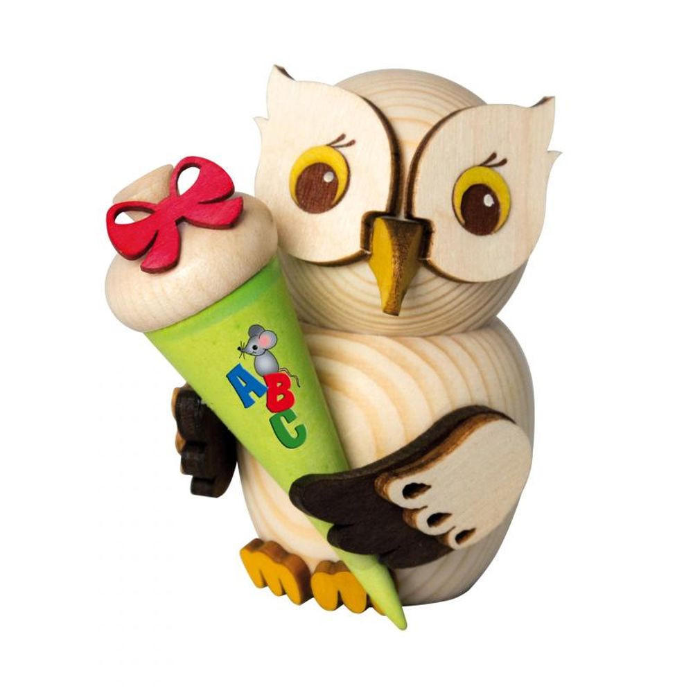 DEKOFIGUR Holzfigur Minieule Schulanfänger 7cm - Multicolor, Holz (5/7/5cm)