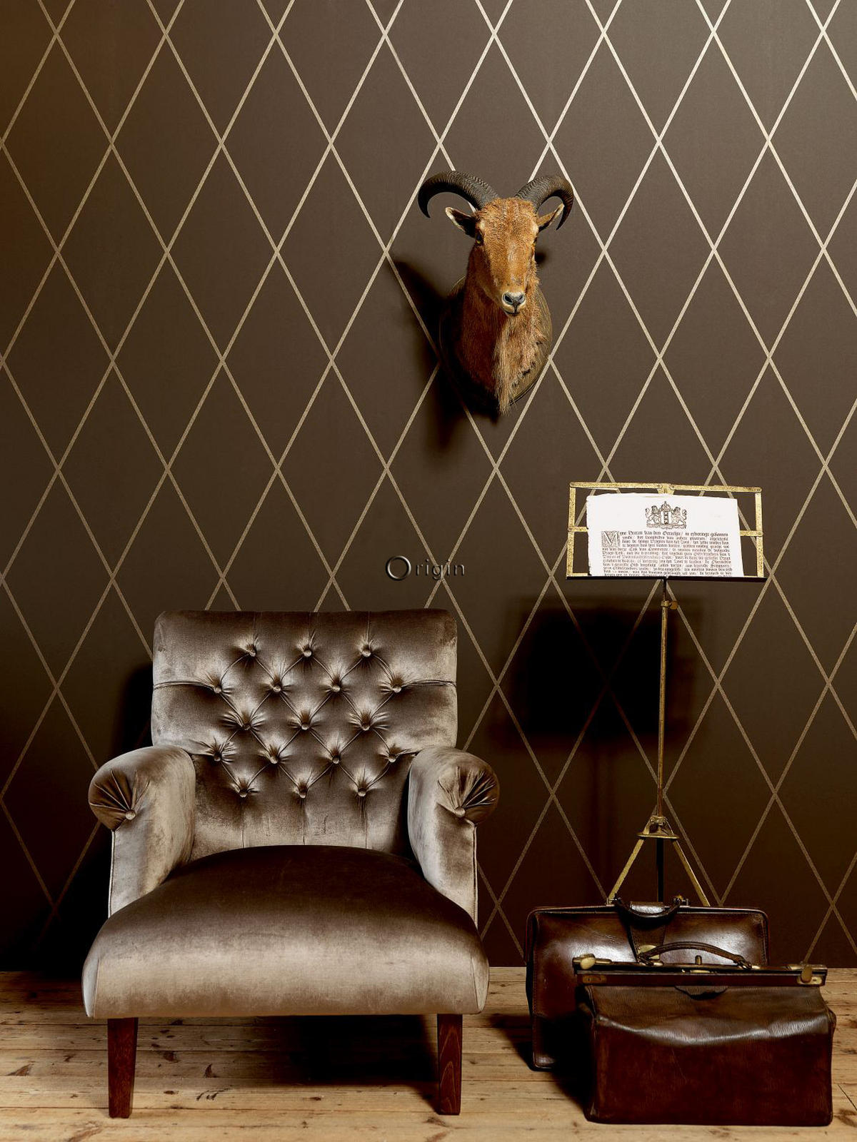 TAPETE Karomuster 53 cm x 10.05 m - Gelb, Papier (53/1000cm) - Origin Wallcoverings