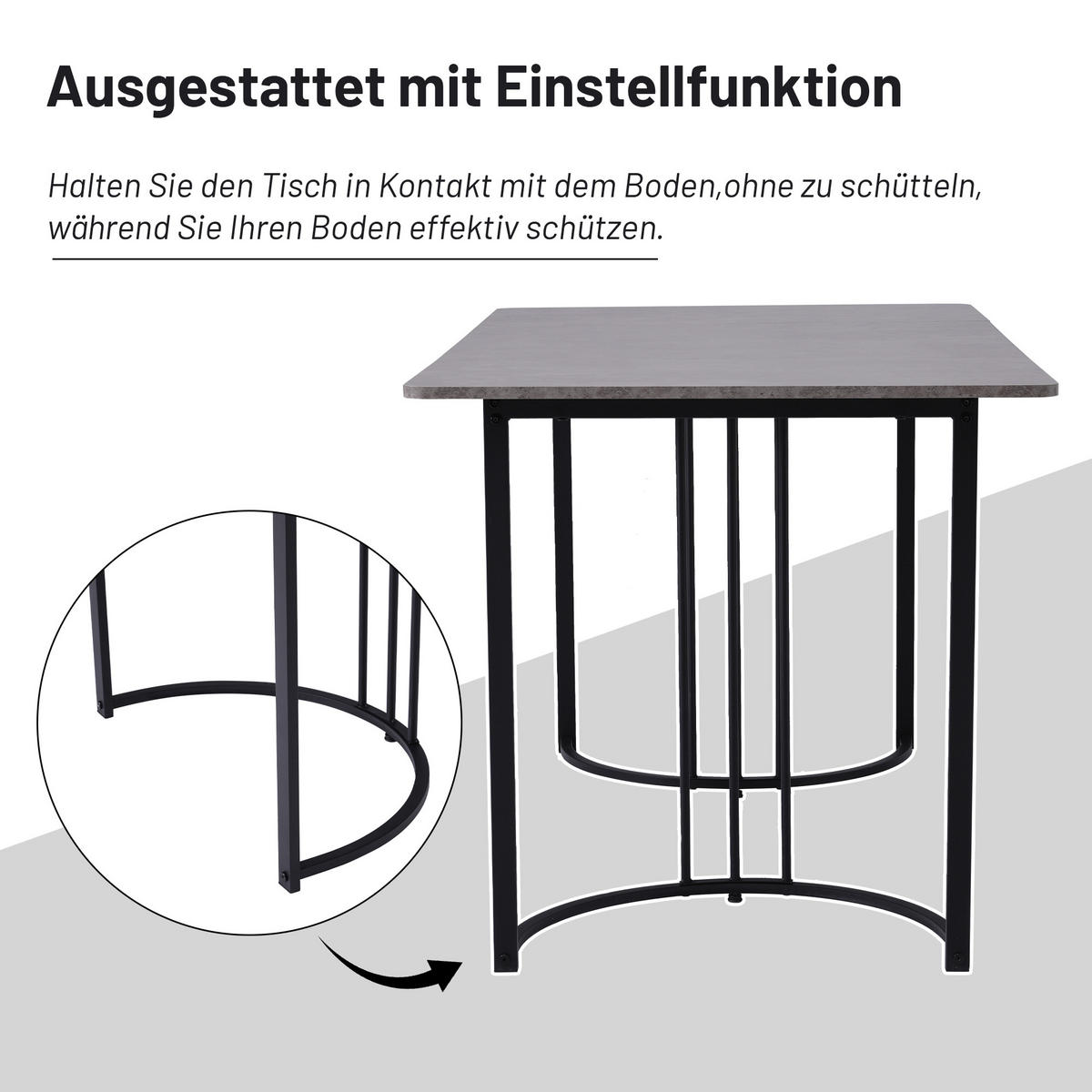 ESSTISCH SET Marmoroptik mit 4 Stühlen, schwarzer Metallrahmen - Braun, Holzwerkstoff (140/75/80cm) - Urban Meuble