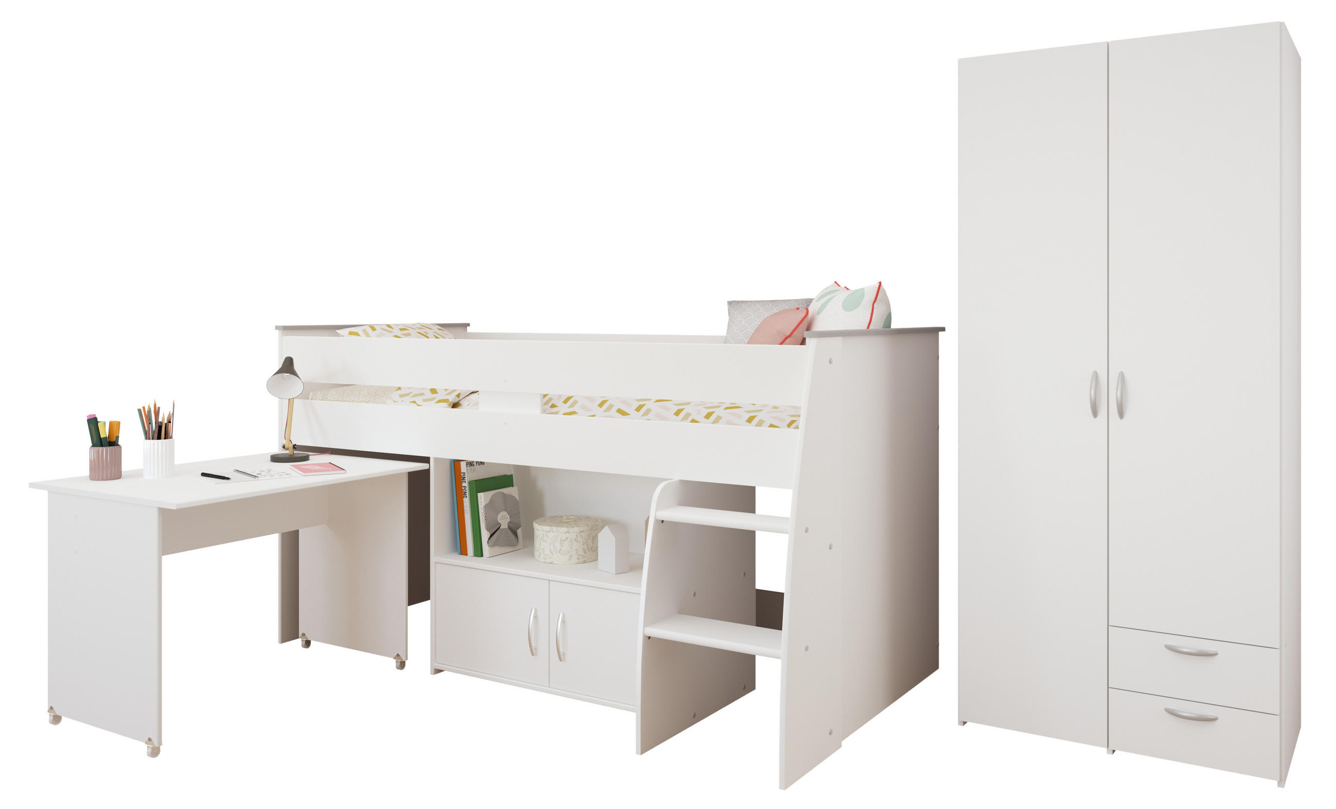 JUGENDZIMMER Reverse 12 in Weiß 2 teilig - Weiß, Holzwerkstoff (120/200/80cm)