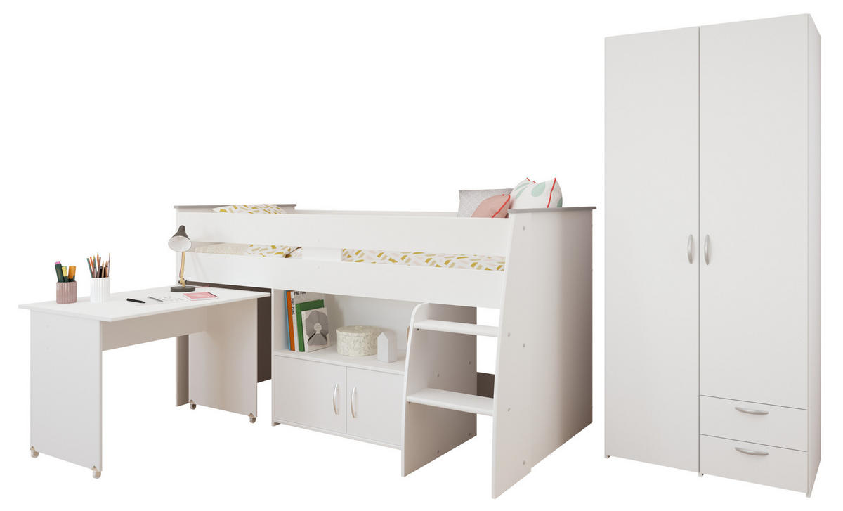 JUGENDZIMMER Reverse 12 in Weiß 2 teilig - Weiß, Holzwerkstoff (120/200/80cm)