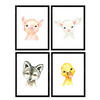 POSTER Set mit 4 Ente Schwein und Ziege Fuchs A3 Rahmenlos - Klar, Papier (29.7/3cm) - Nacnic