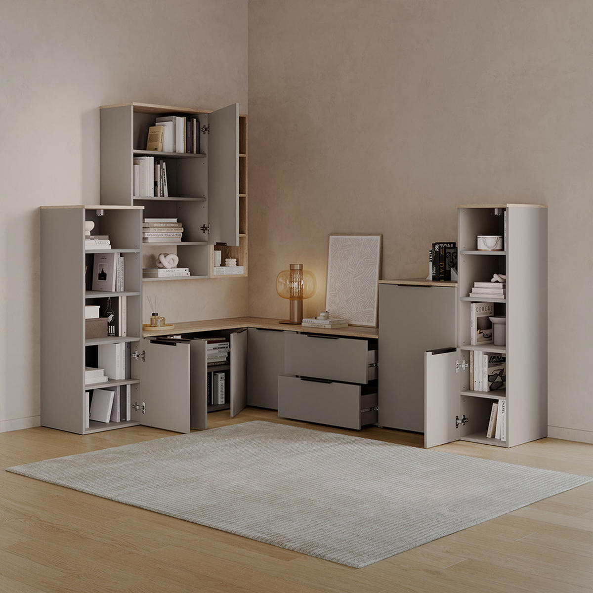 UNIVERSALSCHRANK Piave Greige mit einer Tür - Greige, Holzwerkstoff (30.2/120/40cm) - Livinity®