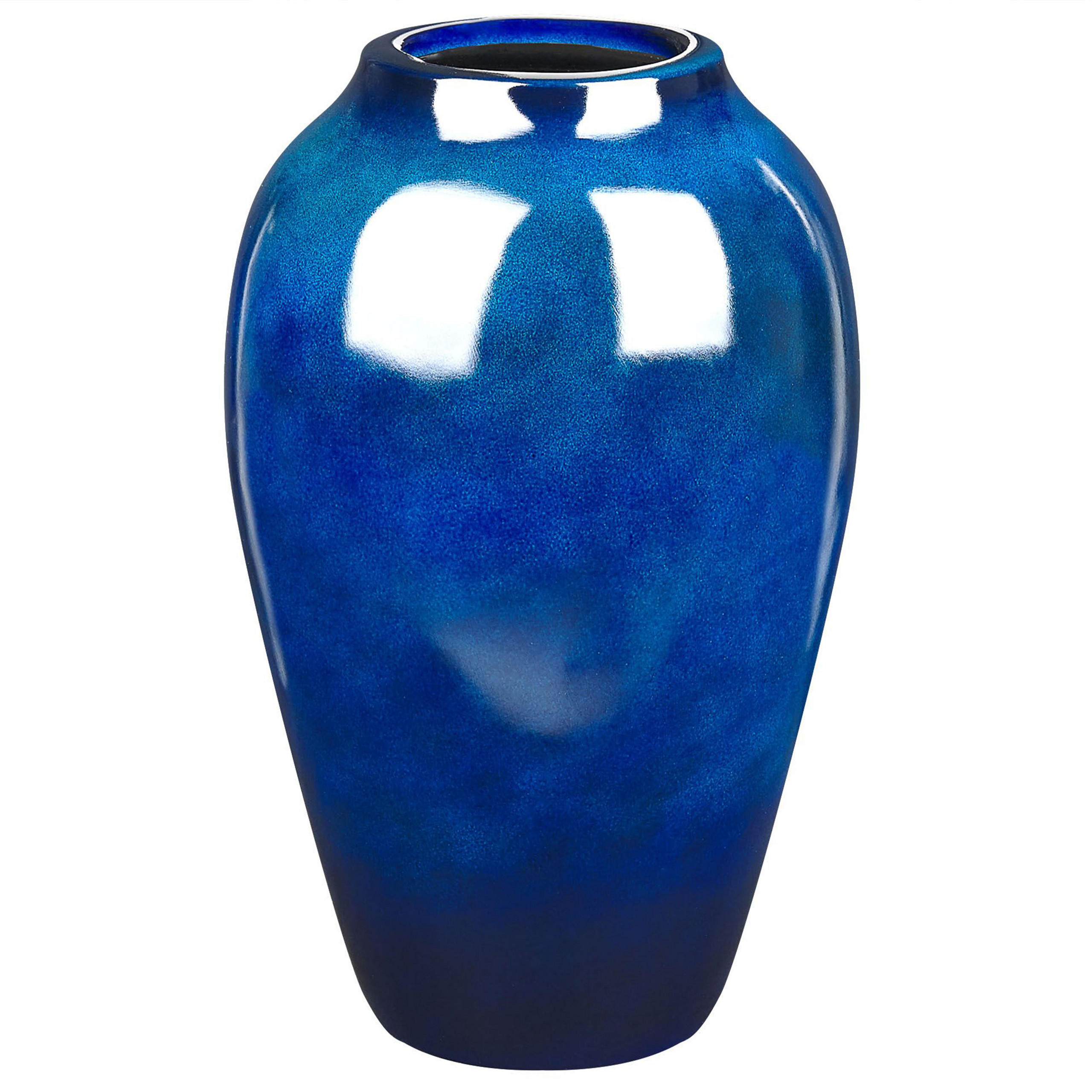 BLUMENVASE Terrakotta blau Ocana - Blau, Stein (37cm) - Beliani