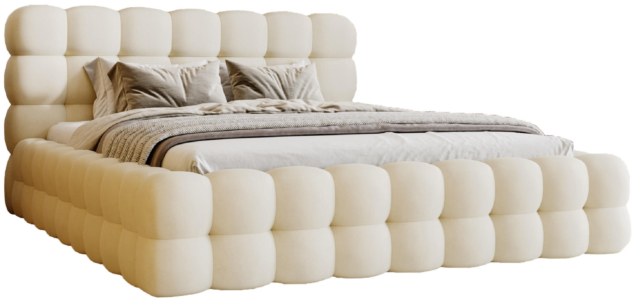 POLSTERBETT 140x200 cm Parlas Bis, Bettkasten, Lattenrost, Vanille - Beige, Holz/Textil (140/200cm) - Emporius