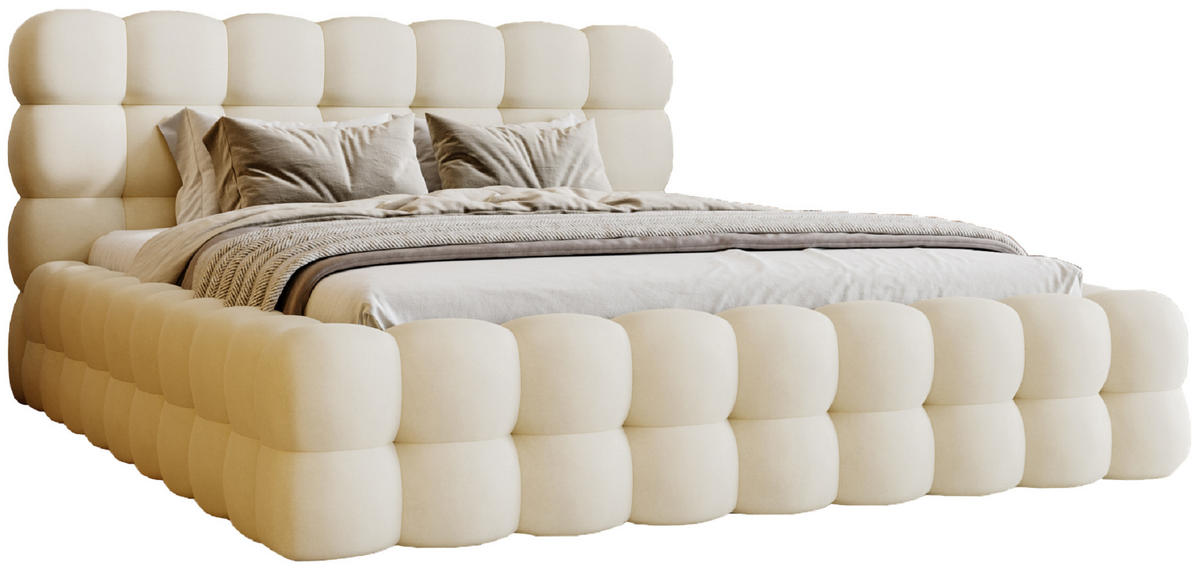 POLSTERBETT 140x200 cm Parlas Bis, Bettkasten, Lattenrost, Vanille - Beige, Holz/Textil (140/200cm) - Emporius