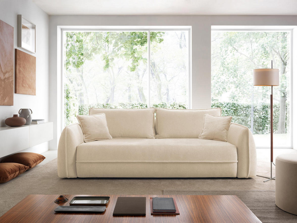 SCHLAFSOFA Moho - Beige/Schwarz, Holz/Kunststoff (250/94/109cm) - MIRJAN24