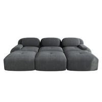 ECKSOFA 298/178/75 cm grau aus Cordstoff modular und montagefrei - Grau, Textil (178/298cm) - OKWISH