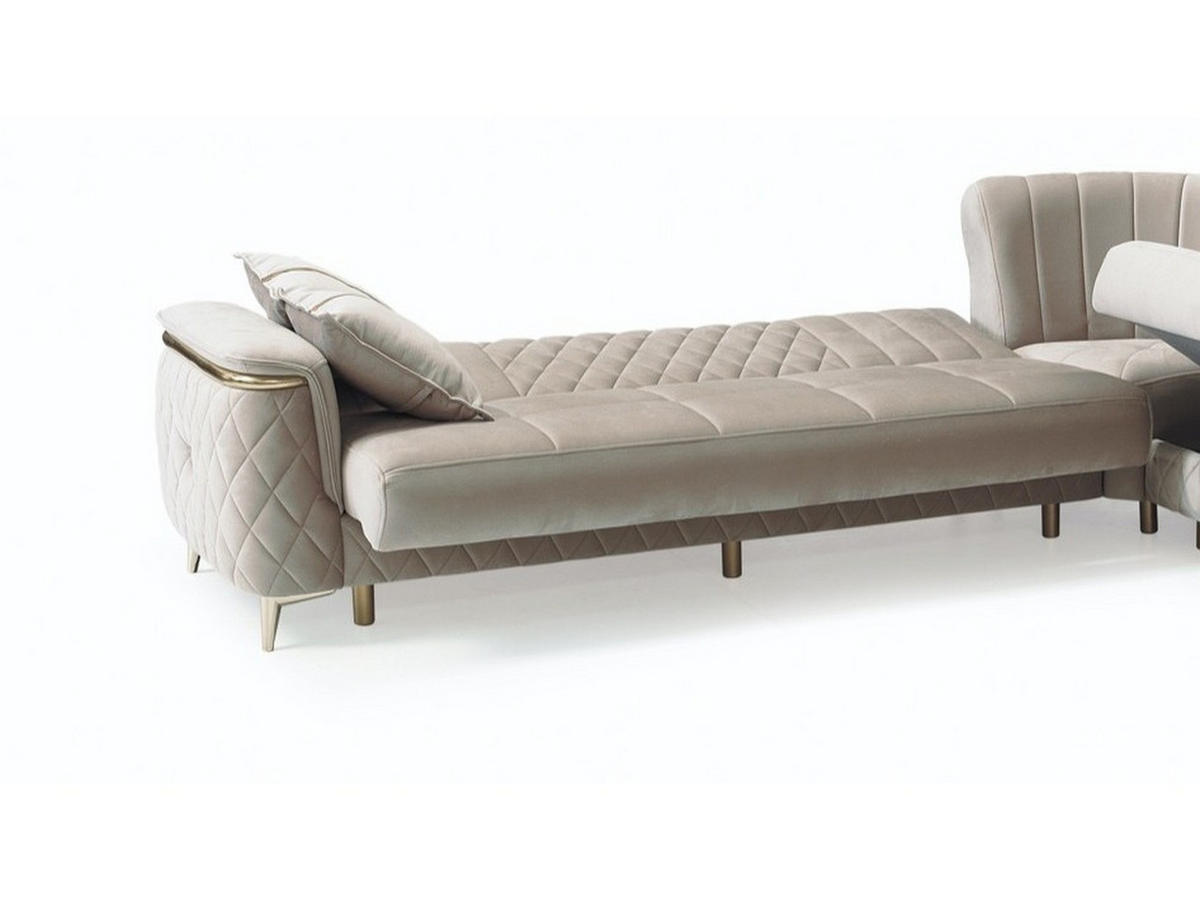 ECKSCHLAFSOFA Pasadena Beige - Langer Schenkel Links - Beige, Holzwerkstoff/Kunststoff (315/245cm)
