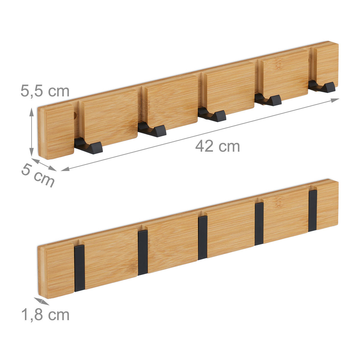 GARDEROBENLEISTE - Hellbraun, Holz/Metall (42/5.5/5cm) - Relaxdays