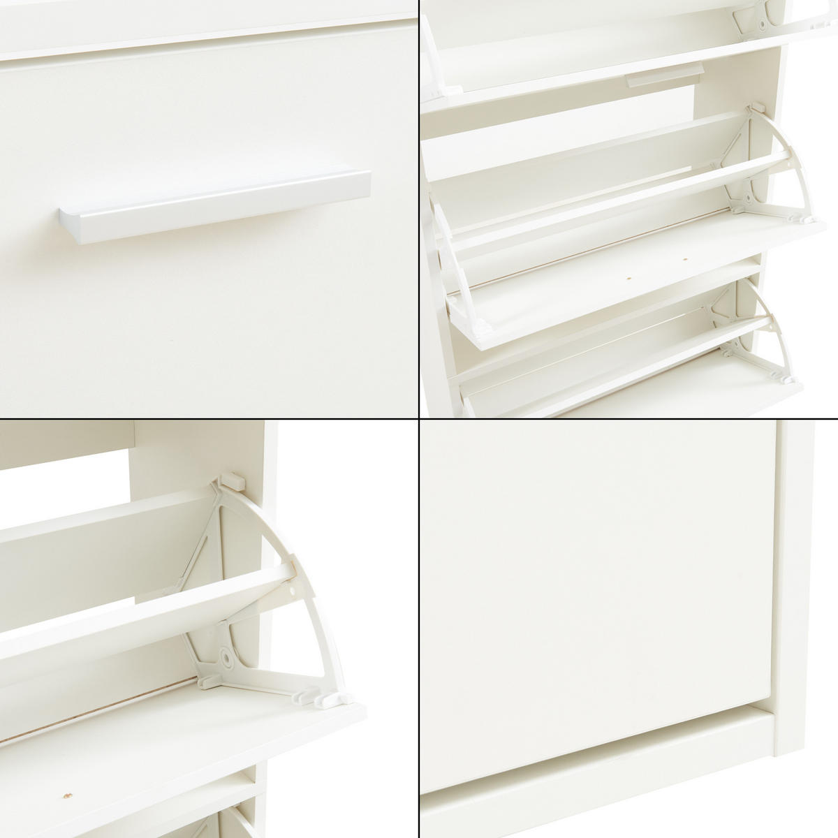 SCHUHSCHRANK Sykkylven - Weiß, Holzwerkstoff (60/134/24cm) - [en.casa]