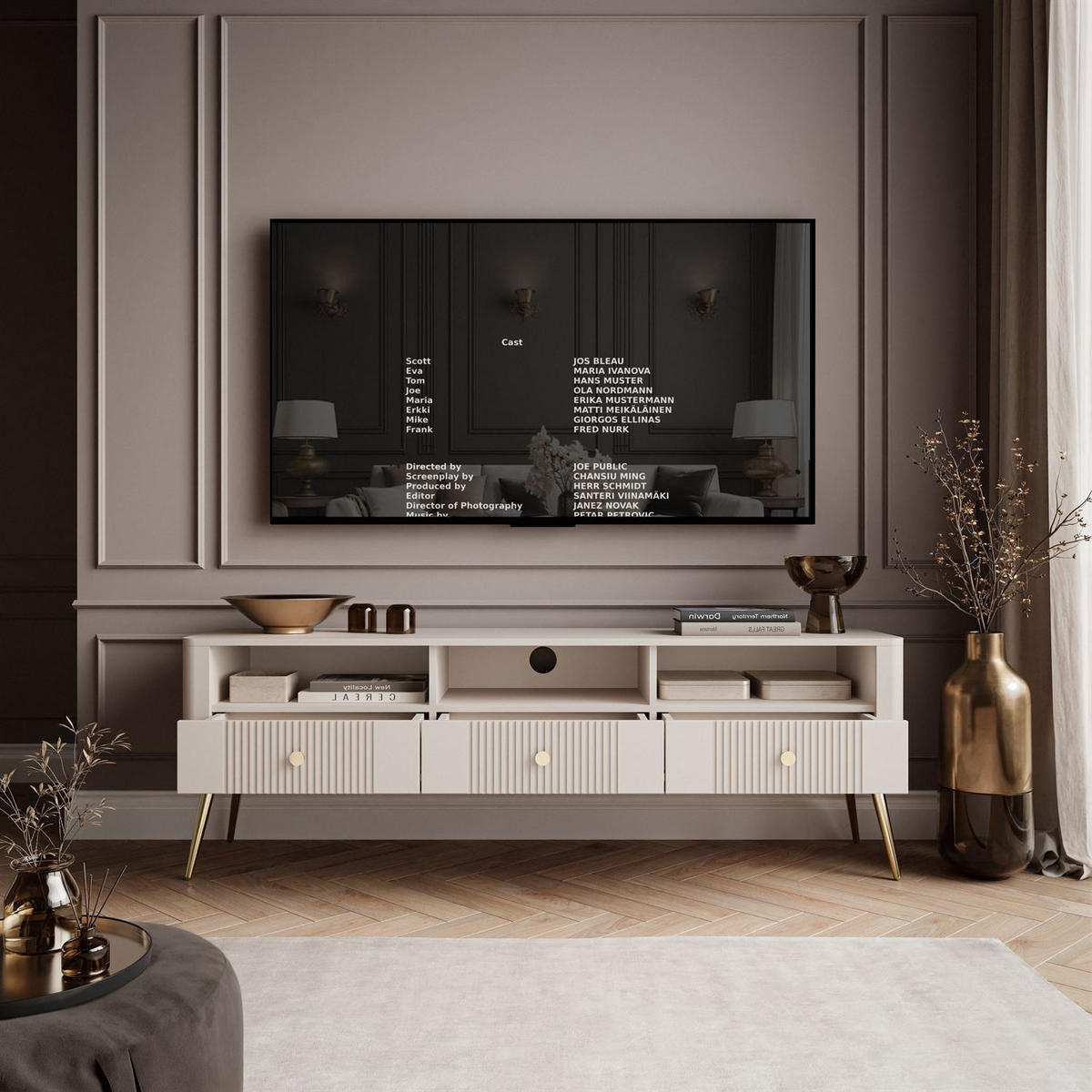 TV-LOWBOARD ELYSIA KASCHMIR mit Schubladen - Kaschmir, Holzwerkstoff (165/55/39cm) - Lookway