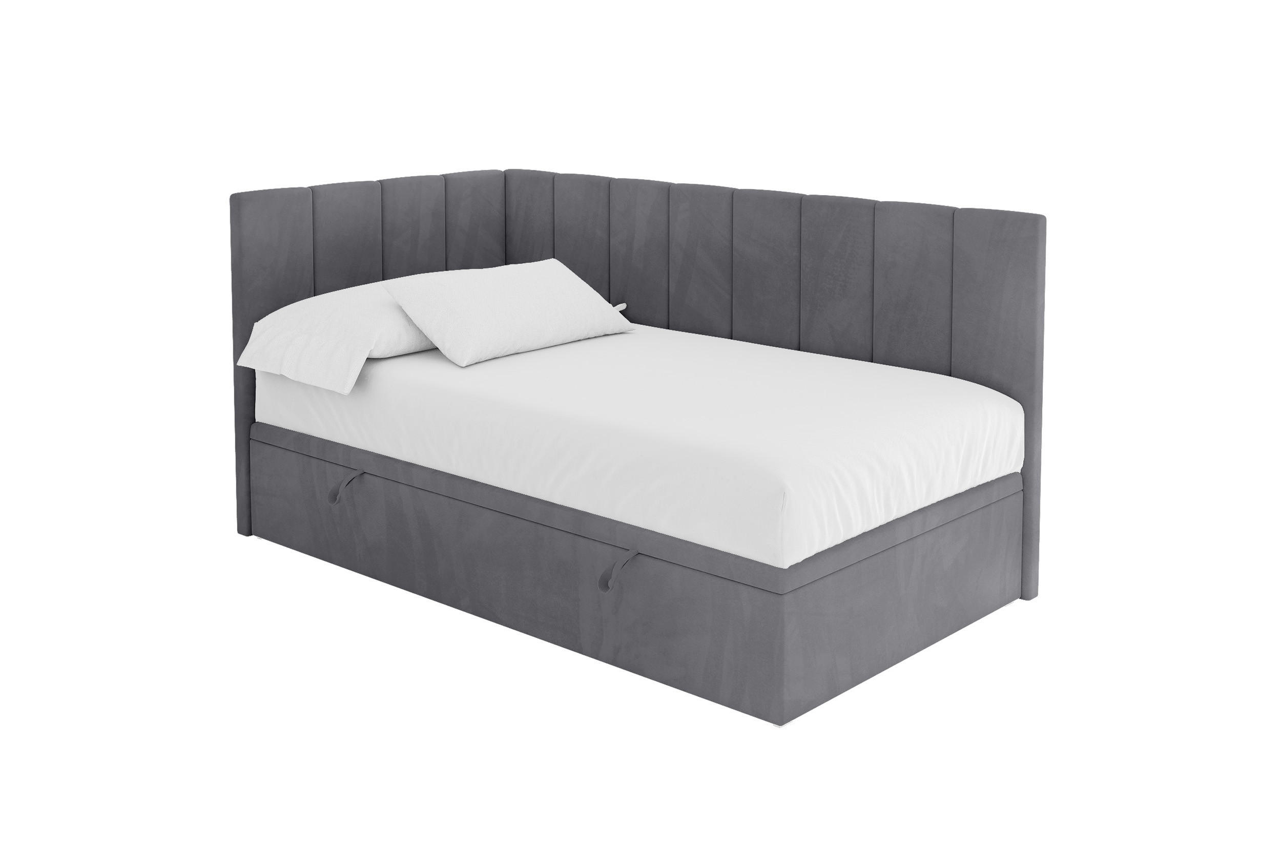 ALTDECOR JEDNOLŮŽKOVÁ POSTEL pro mládež s úložným prostorem vpravo, bez matrace - LOVY 90x200 tmavě šedá