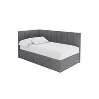 EINZELBETT Jugendbett mit Bettkasten Rechts, ohne Matratze - LOVY 80x200 Dunkelgrau - Dunkelgrau, Holzwerkstoff/Textil (80/200cm) - ALTDECOR