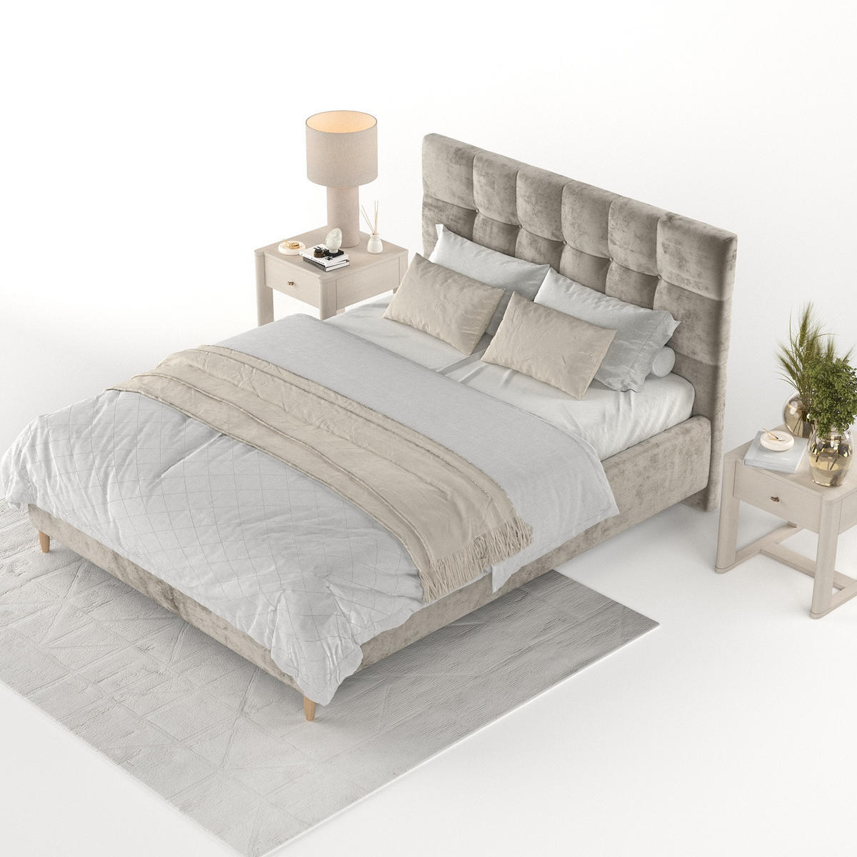 POLSTERBETT Cora 140/200 cm Beige im Lotta Stoff - Beige/Naturfarben, Holz/Holzwerkstoff (140/200cm) - AltaBeds